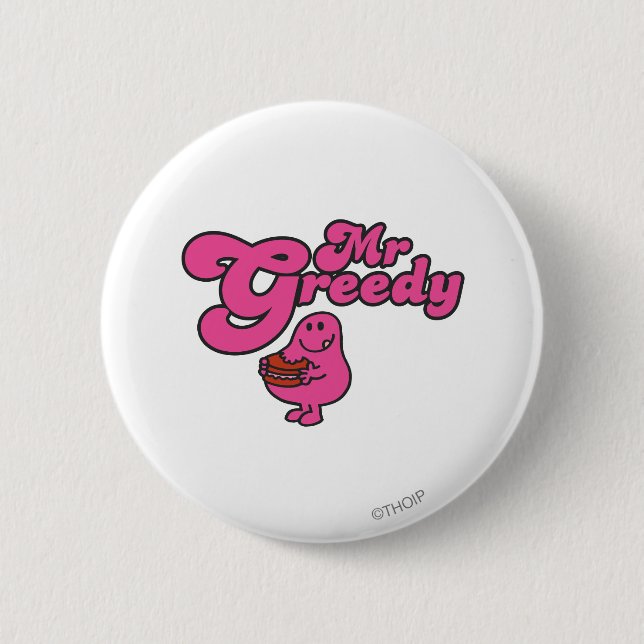 Mr. Greedy Enjoying Dessert 2 Inch Round Button (Front)
