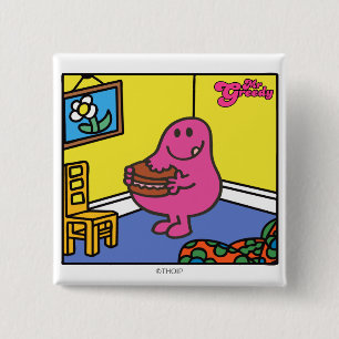 Mr. Greedy Living Room Eating 2 Inch Square Button