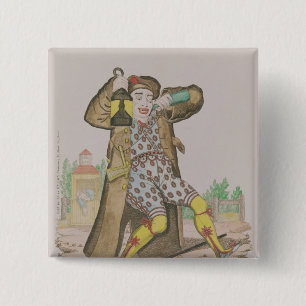 Mr Grimaldi as Clown, illuminating the 2 Inch Square Button