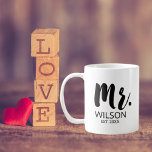 Mr Groom Brush Font Wedding Anniversary Couple Coffee Mug<br><div class="desc">Celebrate the love and unity of a special couple with our Mr Modern Brush Font Wedding Anniversary Couple Coffee Mug. These elegant and stylish couple mugs are the perfect gift for the groom. These wedding mugs make ideal anniversary gifts.</div>