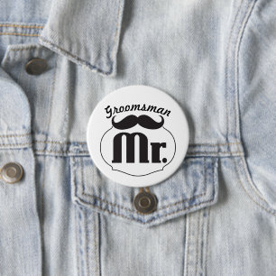 Mr. Groom Moustache 3 Inch Round Button