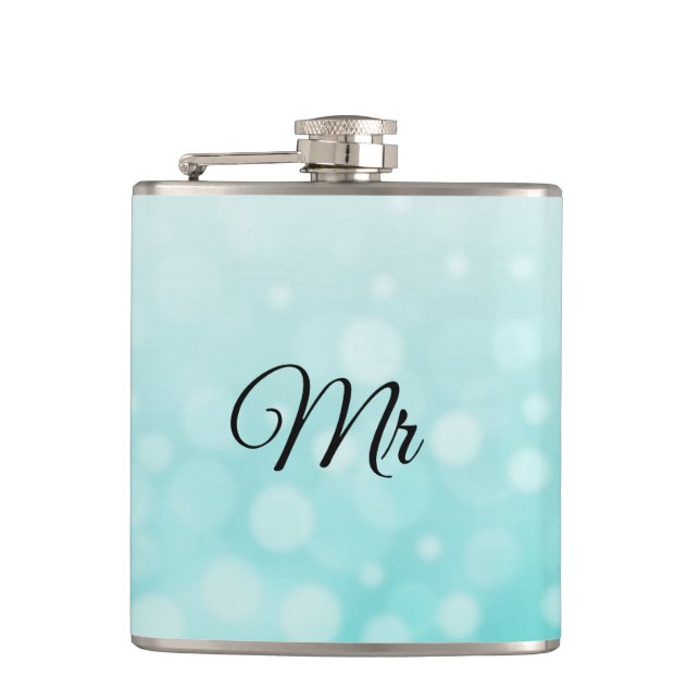 Mr Groom or Husbands Teal Flask (Front)