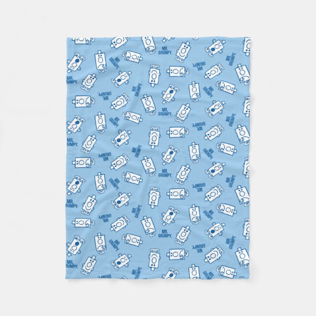 Mr Grumpy | Blue Emotion Toss Pattern Fleece Blanket (Front)