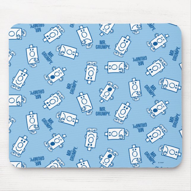 Mr Grumpy | Blue Emotion Toss Pattern Mouse Pad (Front)