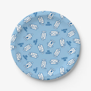 Mr Grumpy Blue Emotion Toss Pattern Paper Plate