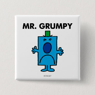 Mr. Grumpy Frowning Face 2 Inch Square Button