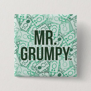 Mr Grumpy   Green Name and Character Toss Pattern 2 Inch Square Button