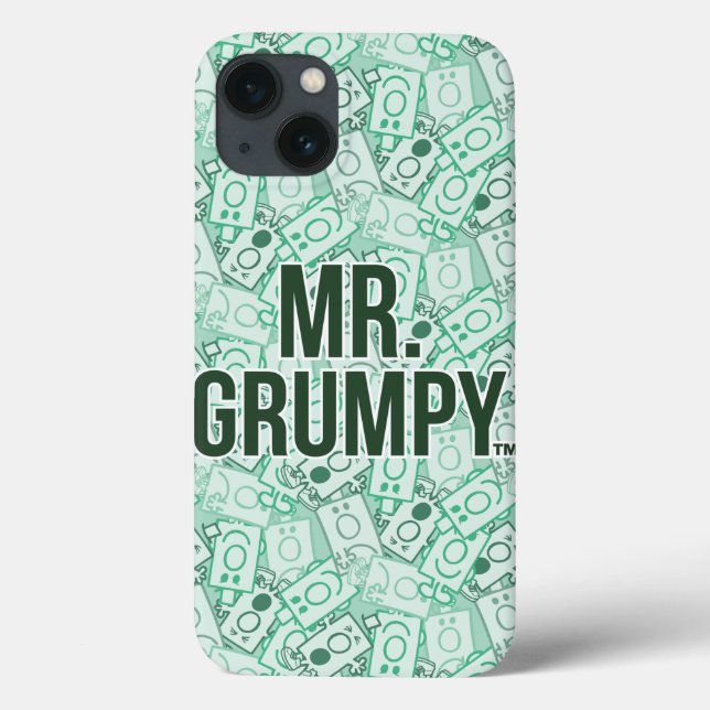 Mr Grumpy | Green Name and Character Toss Pattern Case-Mate iPhone Case (Back)