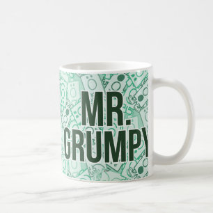 Mr Grumpy   Green Name and Character Toss Pattern Coffee Mug