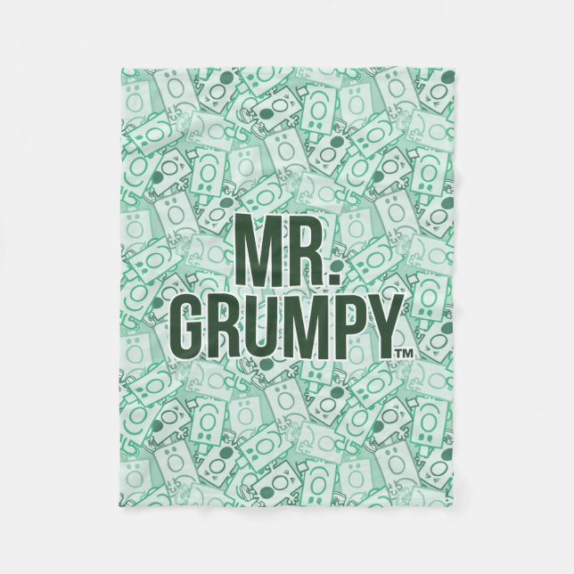 Mr Grumpy | Green Name and Character Toss Pattern Fleece Blanket (Front)