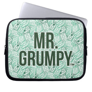 Mr Grumpy   Green Name and Character Toss Pattern Laptop Sleeve