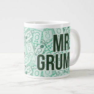 Mr Grumpy   Green Name and Character Toss Pattern Large Coffee Mug