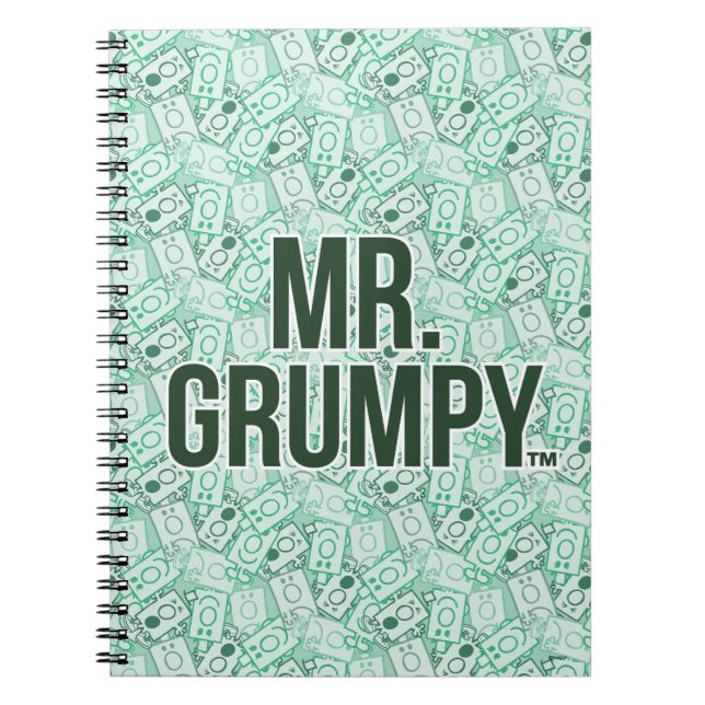 Mr Grumpy | Green Name and Character Toss Pattern Notebook (Front)