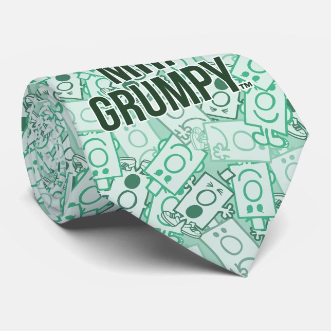 Mr Grumpy | Green Name and Character Toss Pattern Tie (Rolled)