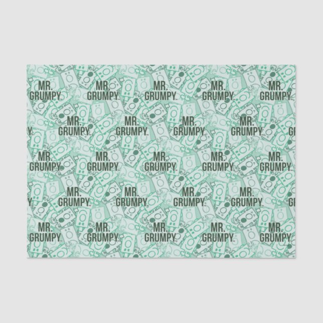 Mr Grumpy | Green Name and Character Toss Pattern Tissue Paper (Front)