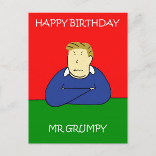 Mr Grumpy Happy Birthday Postcard
