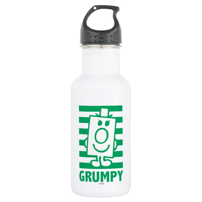 Mr Grumpy | Mischievous Grin and Green Stripes 532 Ml Water Bottle (Front)