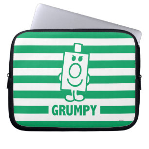 Mr Grumpy   Mischievous Grin and Green Stripes Laptop Sleeve