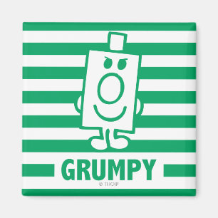 Mr Grumpy   Mischievous Grin and Green Stripes Magnet