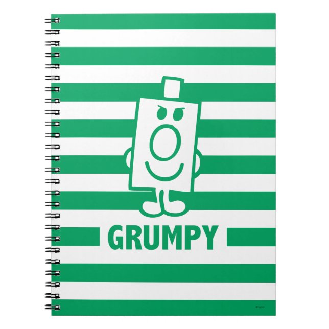 Mr Grumpy | Mischievous Grin and Green Stripes Notebook (Front)