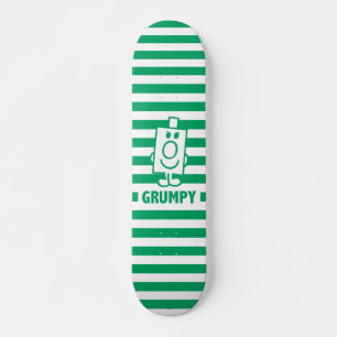 Mr Grumpy   Mischievous Grin and Green Stripes Skateboard