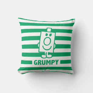 Mr Grumpy   Mischievous Grin and Green Stripes Throw Pillow