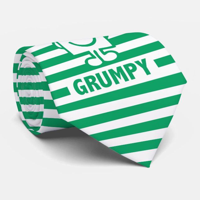 Mr Grumpy | Mischievous Grin and Green Stripes Tie (Rolled)