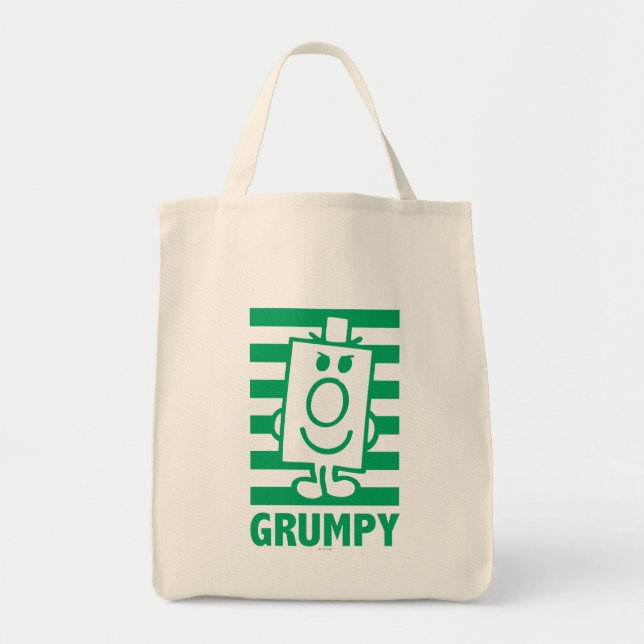 Mr Grumpy | Mischievous Grin and Green Stripes Tote Bag (Front)