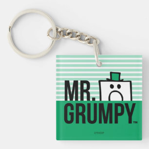 Mr Grumpy   Peeking Head Over Name Keychain