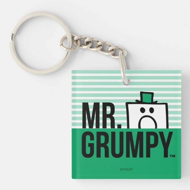 Mr Grumpy | Peeking Head Over Name Keychain (Front)