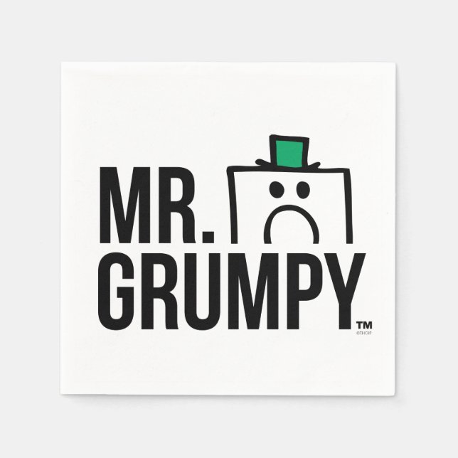 Mr Grumpy | Peeking Head Over Name Napkin (Front)