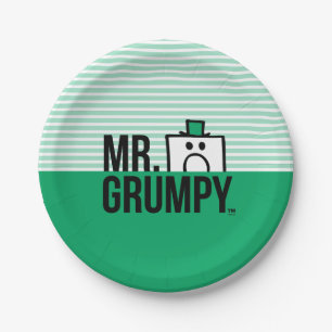 Mr Grumpy Peeking Head Over Name Paper Plate