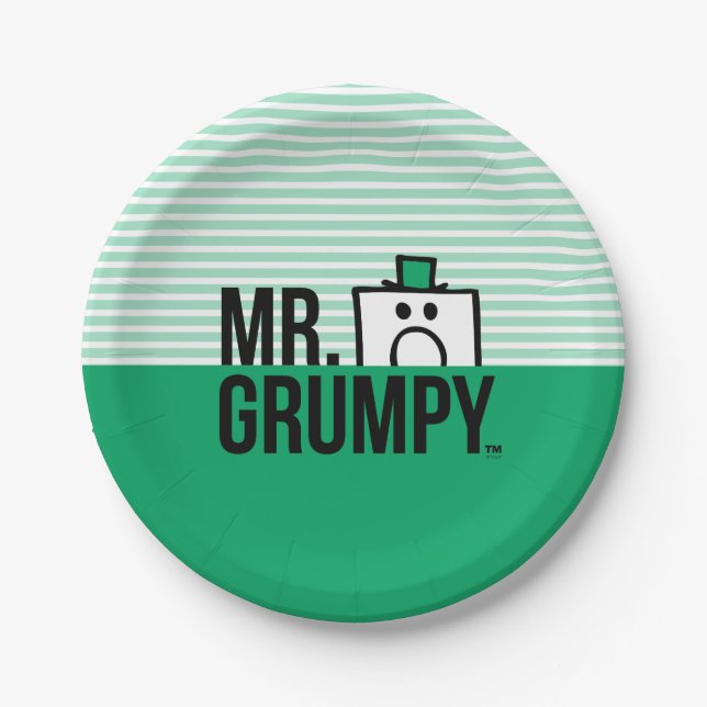 Mr Grumpy | Peeking Head Over Name Paper Plate (Front)