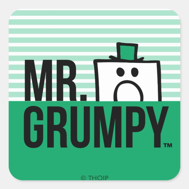 Mr Grumpy | Peeking Head Over Name Square Sticker (Front)