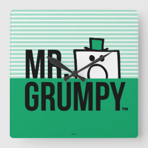 Mr Grumpy   Peeking Head Over Name Square Wall Clock