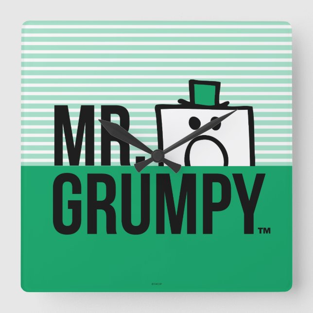 Mr Grumpy | Peeking Head Over Name Square Wall Clock (Front)