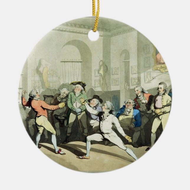 Mr H Angelo's Fencing Academy, engraved by Charles Ceramic Ornament (Front)
