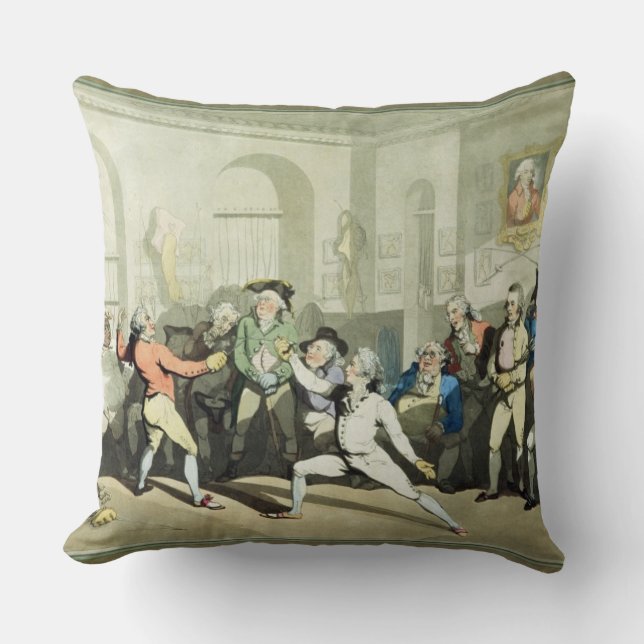 Mr H Angelo's Fencing Academy, engraved by Charles Throw Pillow (Front)