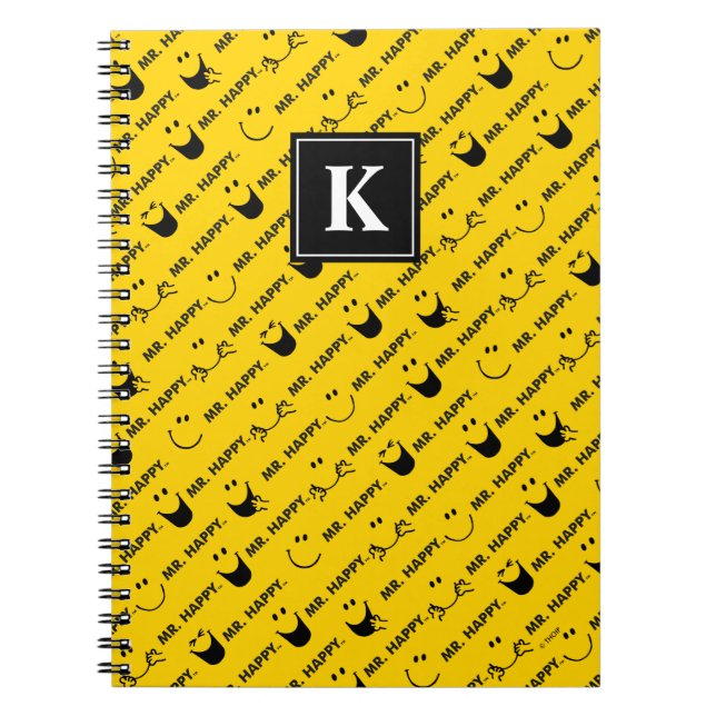 Mr Happy | All Smiles Pattern | Monogram Notebook (Front)
