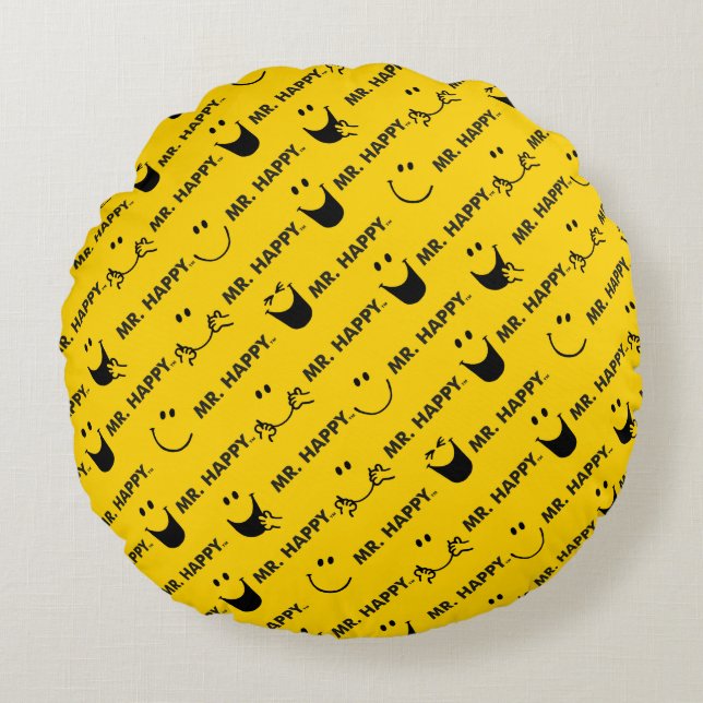 Mr Happy | All Smiles Pattern Round Pillow (Front)