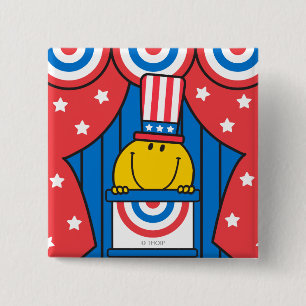 Mr. Happy at the Podium 2 Inch Square Button
