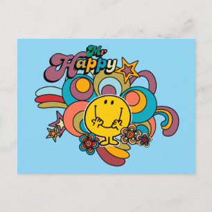 Mr. Happy Colourful Swirls & Stars Postcard