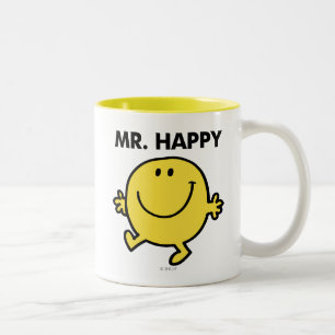Mr. Happy   Dancing & Smiling Two-Tone Coffee Mug