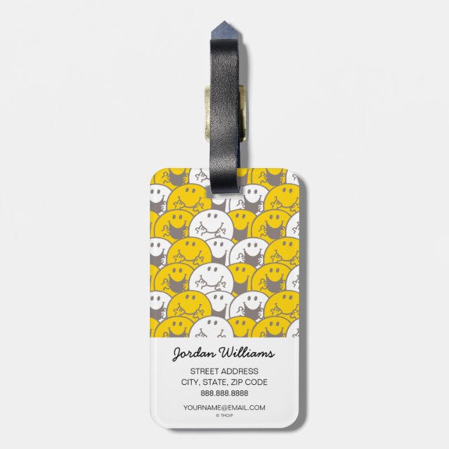 Mr Happy | Flashing Smiles Pattern Luggage Tag (Back Vertical)