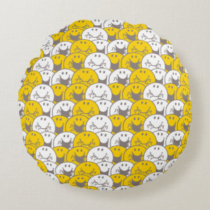 Mr Happy Flashing Smiles Pattern Round Pillow