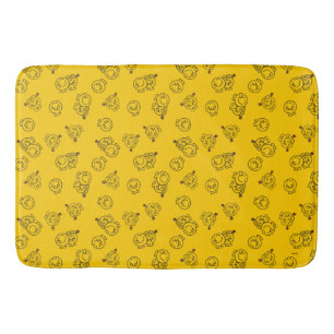 Mr Happy & Little Miss Sunshine Yellow Pattern Bath Mat