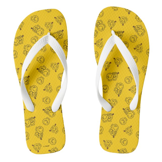 Mr Happy & Little Miss Sunshine | Yellow Pattern Flip Flops (Footbed)