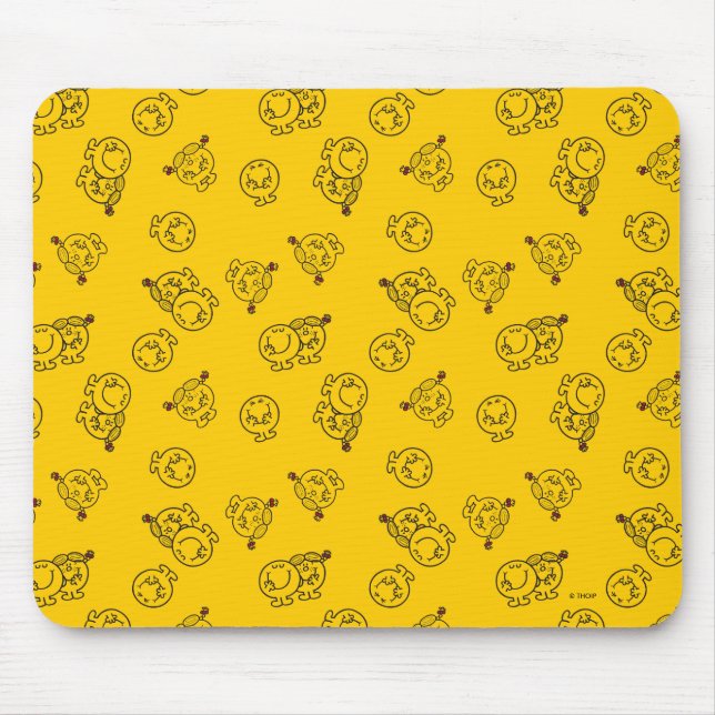 Mr Happy & Little Miss Sunshine | Yellow Pattern Mouse Pad (Front)