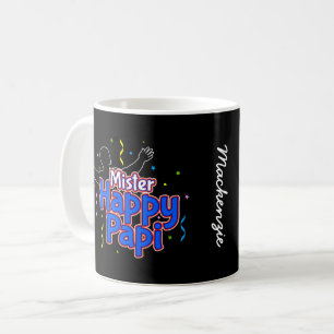 Mr Happy Papi with Your Name on BLACK Coffee Mug