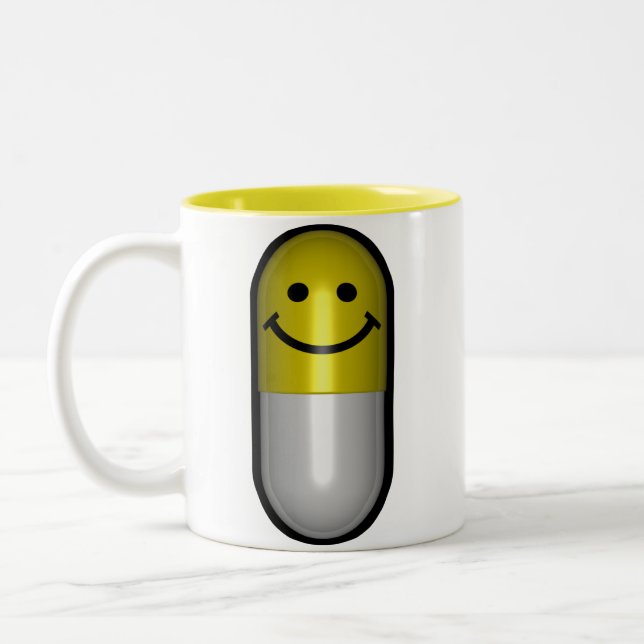 Mr.Happy Pill Two-Tone Coffee Mug (Left)